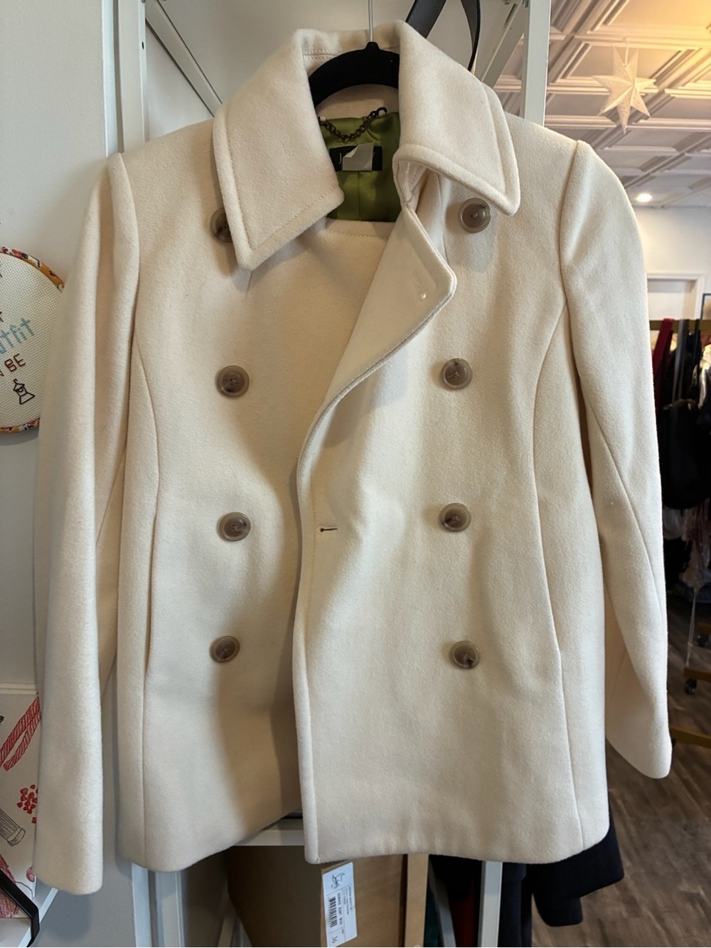 J.Crew Cream Double-Breasted Peacoat